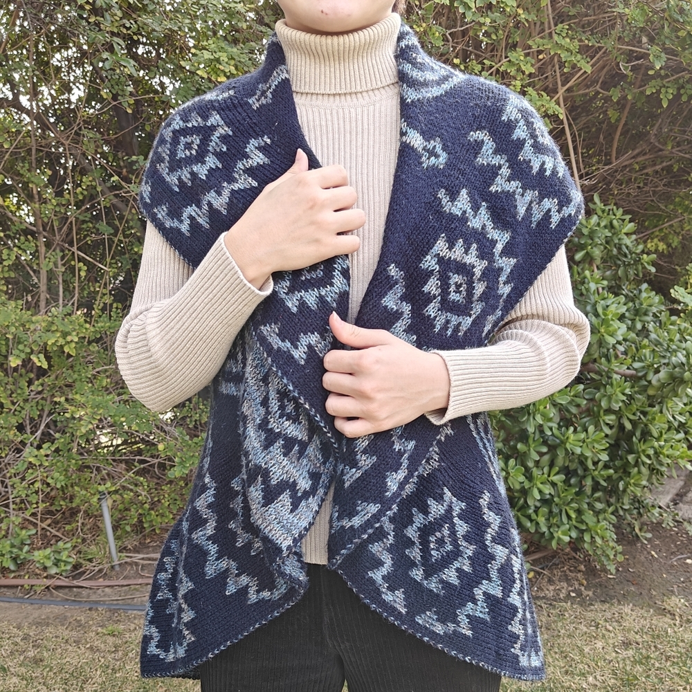 Navy blue western sweater vest